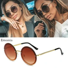 Trendy Classic Catena Rotonda Occhiali Da Sole Donne 2019 di Marca di Lusso Vintage Retro Nero Sexy Cerchio Occhiali Da Sole Femminili Shades Senza Montatura