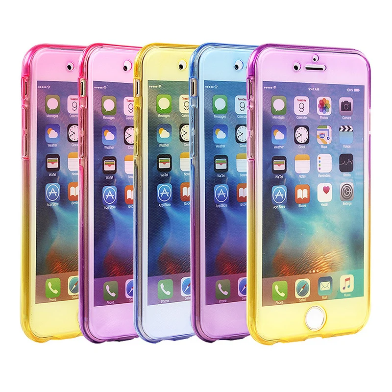 KEFO 360 Full Protective Case For Iphone X 10 8 Plus Gradient Color Silicone Cover For Iphone Iphone 5S SE 6 6S 7 8 Plus Coque (7)
