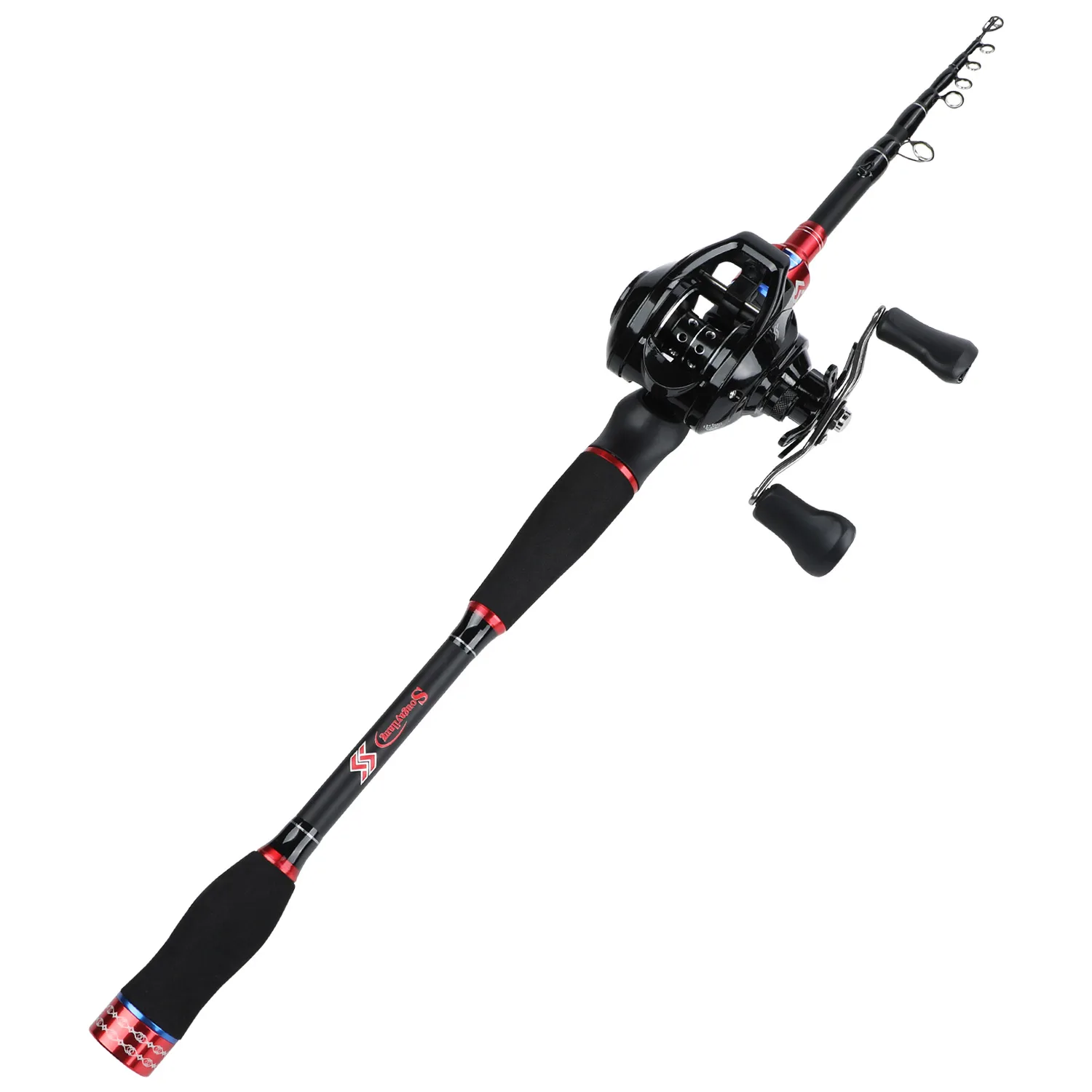 Sougayilang 24Ton Carbon Lure Fishing Rod with 12+1BB BaitCasting Fishing Reel Combo - Ultralight Portable Fishing Pole Reel Kit