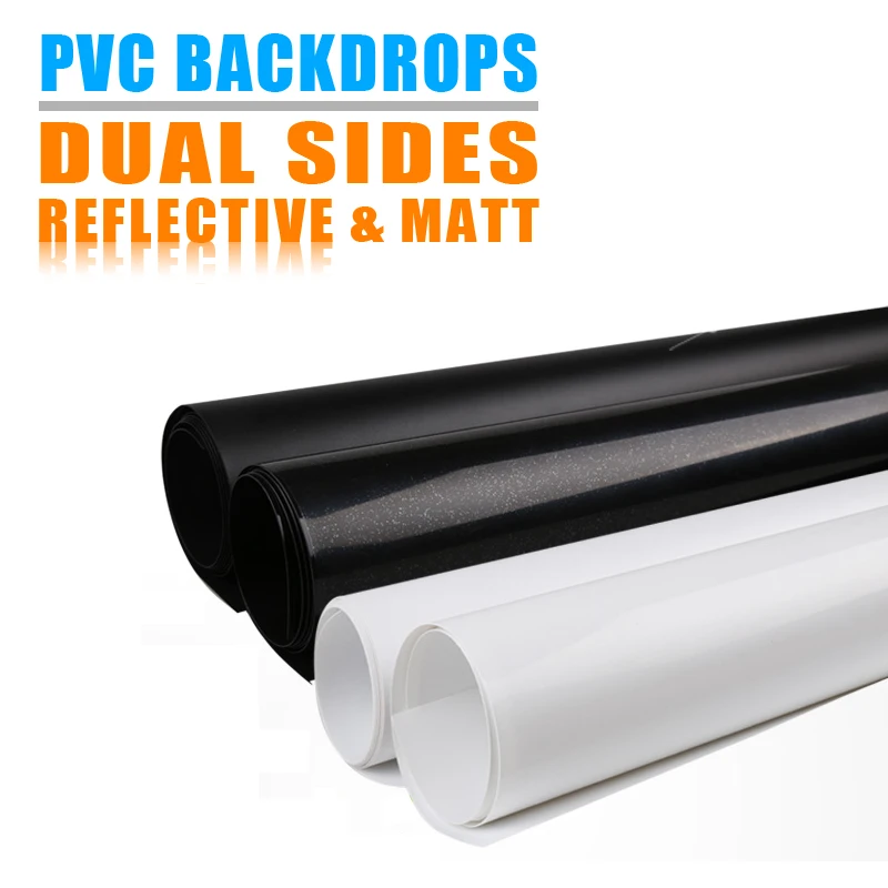 

Dual Sides Matt and Reflective PVC Backdrops Solic Color Pure Black White Inverted Filter Reflection Effect Washable Dustproof