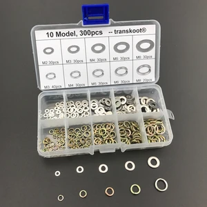 300 шт./компл. M2 M3 M4 M5 M6 M8 Нержавеющая сталь метрическая плоская Wahser и углеродистая сталь пружина раздельная Шайба Ассортимент комплектов - изображение