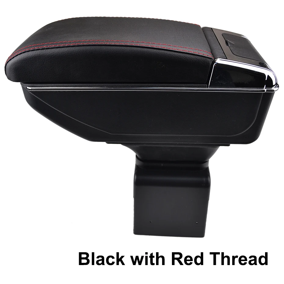 Подлокотник для peugeot 307 двойной слой подлокотник центр консоль коробка для хранения подстаканник кожа - Название цвета: Red thread