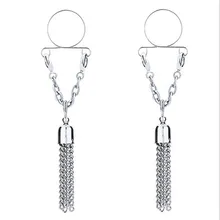 Трендовая не прокалывающаяся ниппель для клипа кольцо для женщин для сосков Кристалл Поддельные ниппель щит цепь кисточка болтаются регулируемые сексуальные украшения для тела