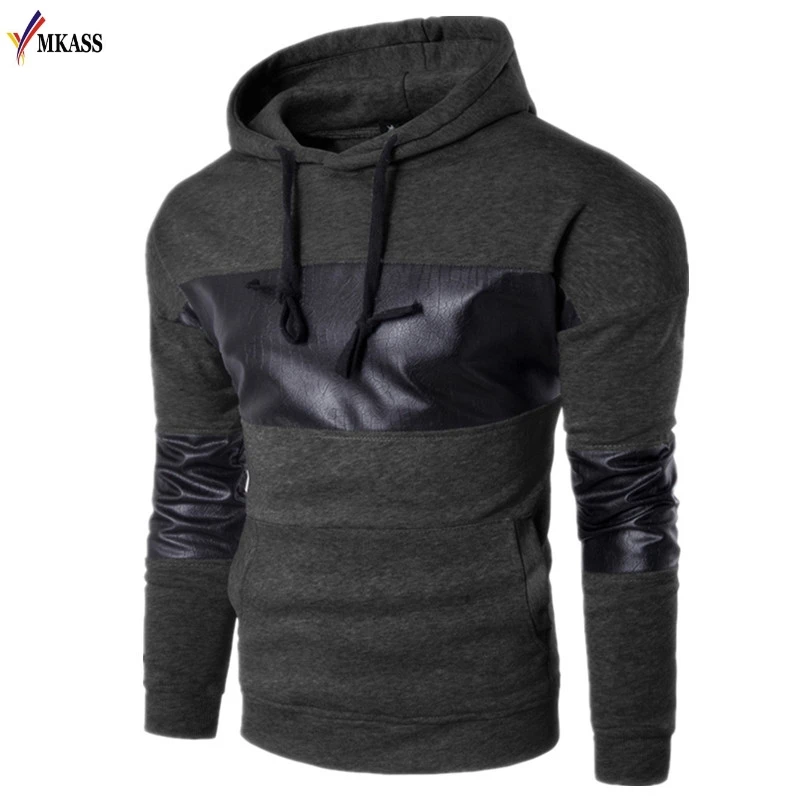 2017 Hot New Hoodies Casual Men Hip Hop  Brand Solid Color Lapel Pullover Hoodie Sweatshirt Slim Fit Men Hoody