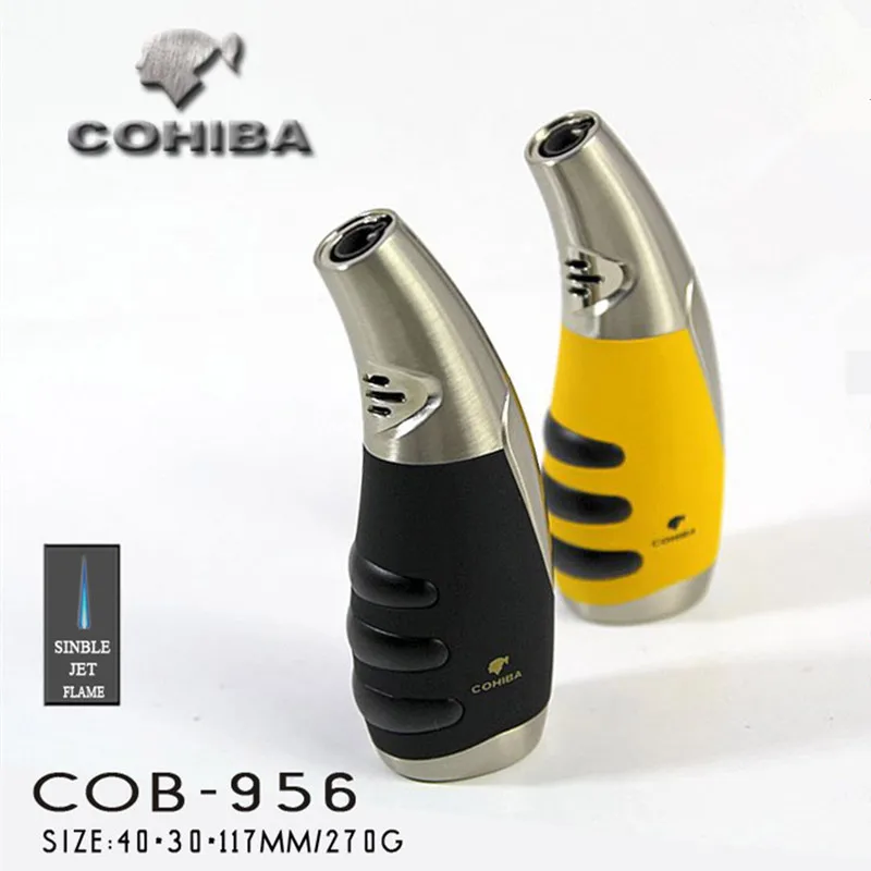 Creative COHIBA Brand turbo butane gas lighters,New yellow Windproof