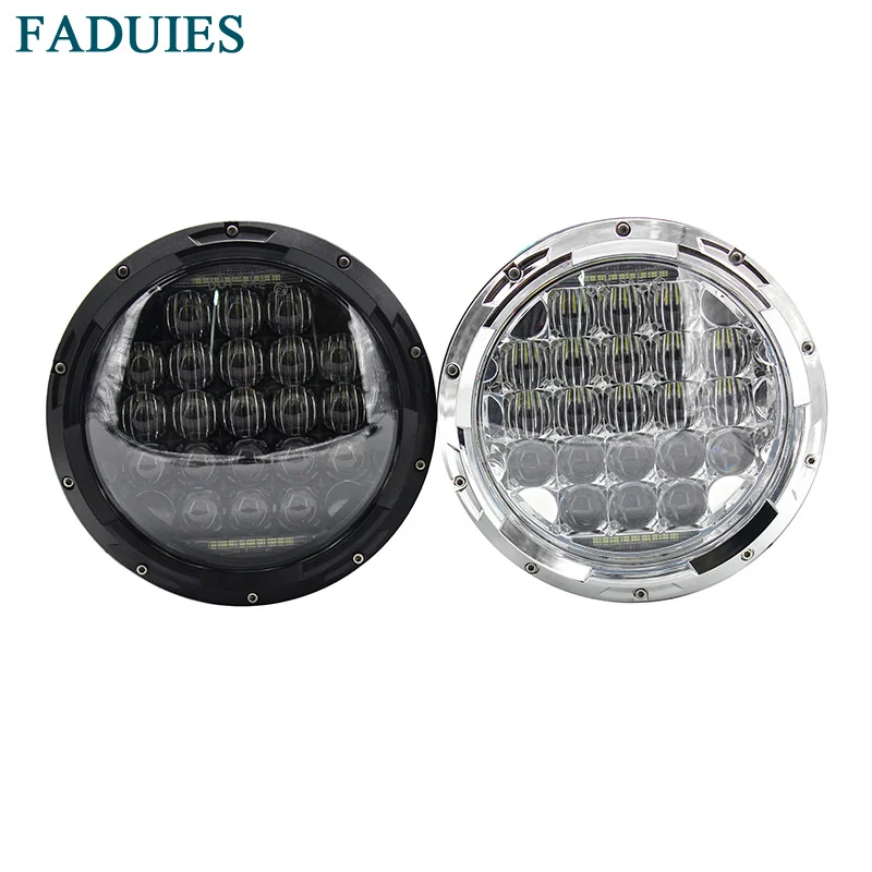 FADUIES 7 inch Round Black 105W 5D Motorcycle LED Daymaker Projector Headlight For Harley Davidson Motorcycle 7 LED headlamp (8)2