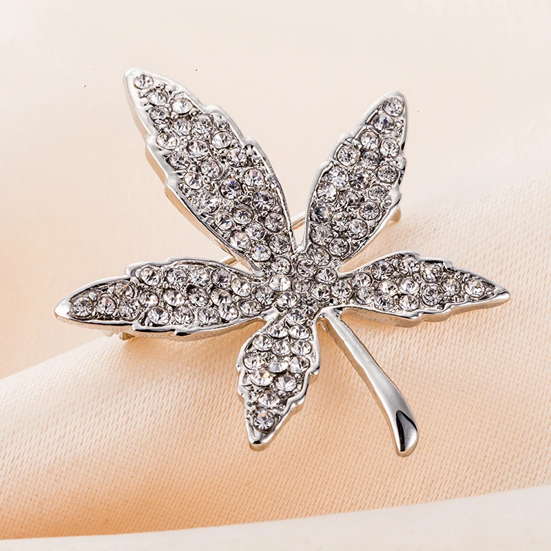 Mzc Cute Leaf Silver Plated Brooches And Enamel Pins For Womens