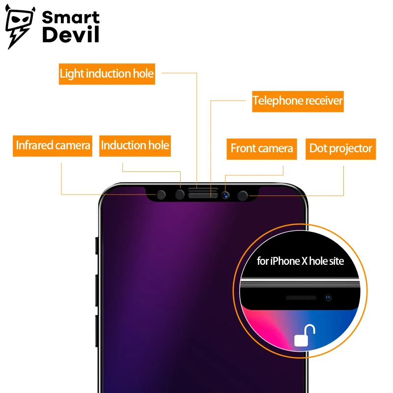 Защитная пленка для экрана SmartDevil 3D 9H iphone X с полным покрытием из закаленного