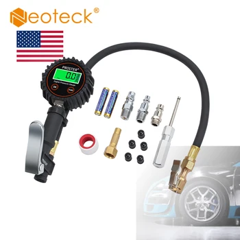 

(Send From US) Neoteck 0-250 PSI Tire Pressure Gauge Digital LCD Tire Inflator Gauge With 5 Valve Caps JP US EU Adapter