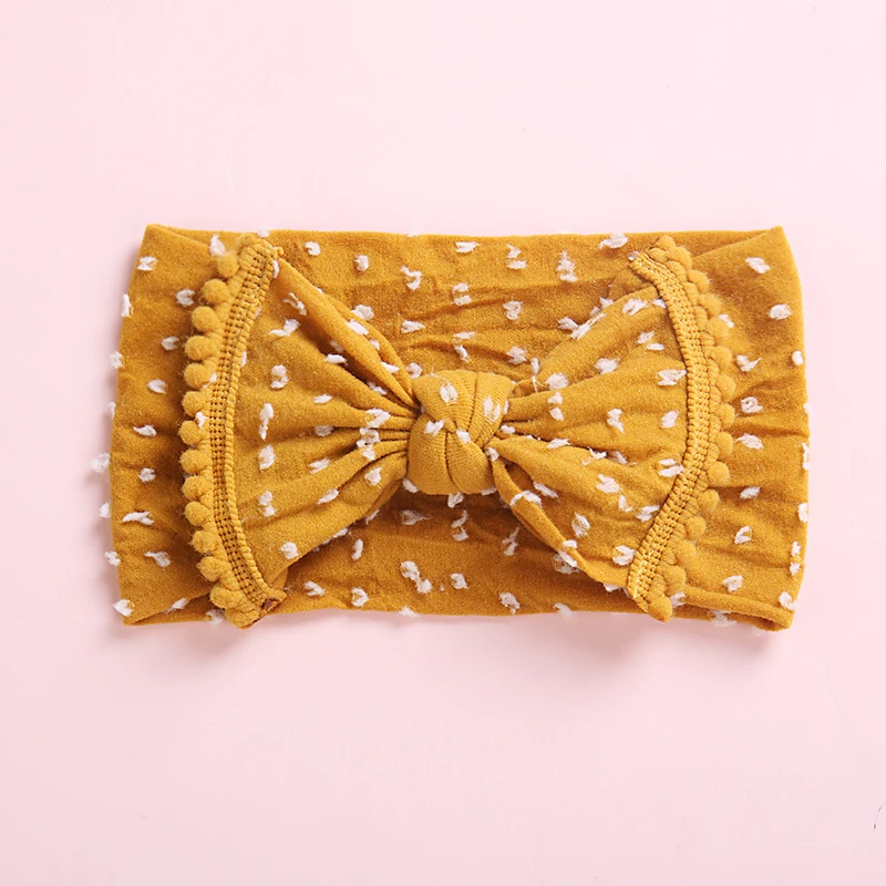 

Bulk 24pc/lot 2019 New Nylon Hair Bands Baby Girls PomPom Headbands Top Knot Elastic Turban Hairband Baby Girls Head Wrap