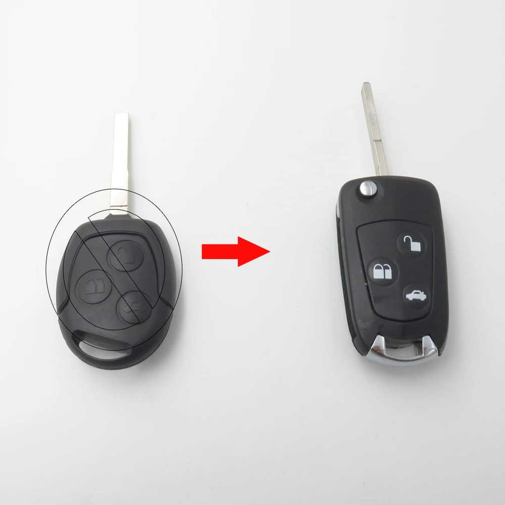 Cocolockey Modified Flip Key Shell Blank Fit for FORD Focus Remote Key Fob 3 Button Uncut Blade NO LOGO