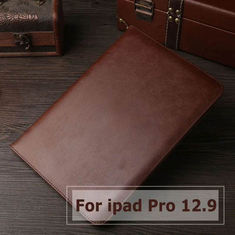 Ультра мягкий чехол из искусственной кожи для iPad Pro 9,7 10,5 12,9, Ретро Чехол с магнитным ремешком для сна/пробуждения, держатель для планшета, подставка, флип-чехол - Цвет: Coffee for Pro 12.9