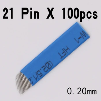 

100pcs 21 pin Eyebrow Tattoo Needles Lamina Tebori Microblading Needle Permanent Makeup Needles 3D Eyebrow Embroidery Blade