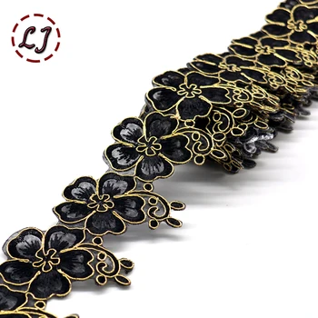 

New fashion 1 yard 65mm embroidered colorful flower lace tape trim iron on patch sewing crafts Bohemia garment accessories DIY