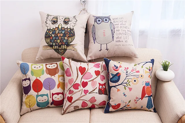 Fashion New Cute Cartoon Owl Linen Cotton Pillowcasesdecorative Fascinating Washable Decorative Pillows Fashion New Cute Cartoon Owl Linen Cotton Pillowcasesdecorative Fascinating Washable Decorative Pillows