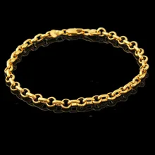 Золотой цвет 21 см 4 мм звено цепи браслет для женщин и мужчин, ретро модные браслеты