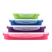 Силиконовые портативные Складные Bento Box ланч-чаши контейнер для хранения еды коробки случайный цвет MYDING
