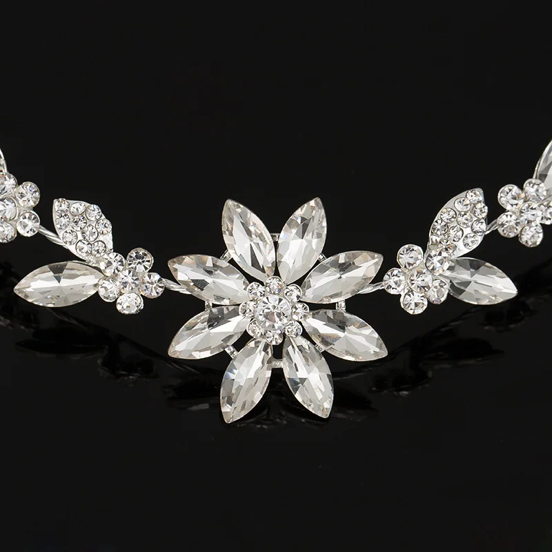 Bridal Rhinestone Crystal Hair Vine Tiara Crown Wedding Comb Hair Chain Headpiece Floral Headband Hair Ornaments for Women - Image 2