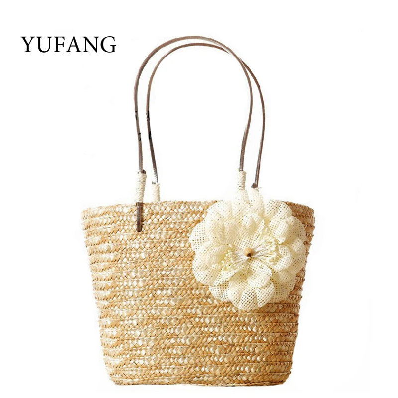 YUFANG Brand Cute Straw Bags With Flower Women's Handbags Crossbody