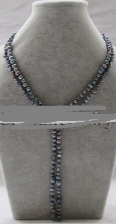 

Jewelr 004365 Beautiful 47" black baroque freshwater pearl necklace