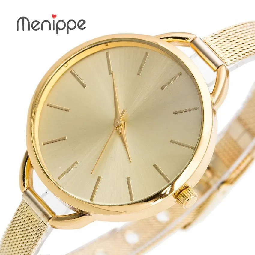 2016 новинка бренд Menippe Relogio Feminino часы для женщин часы нержавеющая сталь Дамская мода повседневное часы кварцевые наручные часы