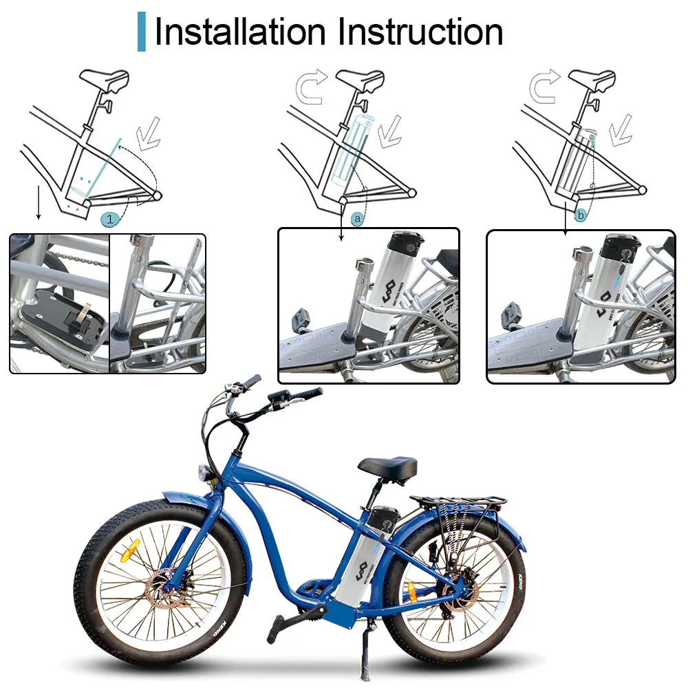 Seat Down 24V 10Ah 13Ah 15Ah Серебряный рыбный Аккумулятор для 24V 300W 250W E-Bike