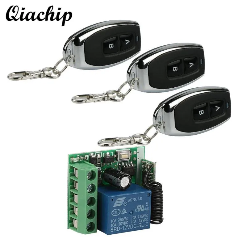 

QIACHIP 433Mhz DC 12V Relay 1CH Receiver Module Learning Button and RF 433 Mhz 2 CH Wireless Transmitter Remote Control Switch