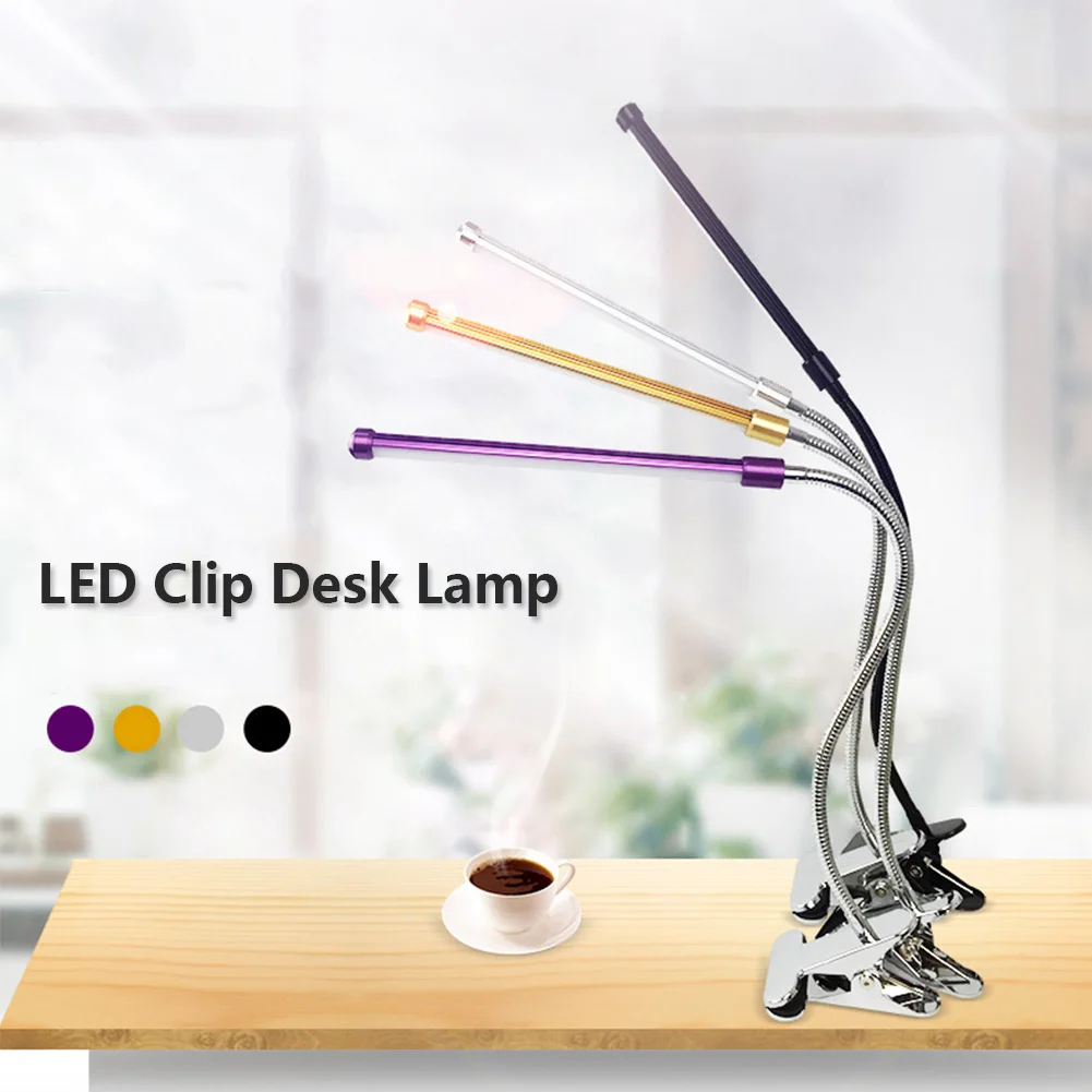 

LIGINWAAT 2 Levels Brightness Switch Dimmable Table Lamp LED Eye Protection Reading Table Desk Lamp With Metal Clip For Reading