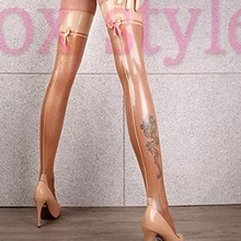 Резиновые фетиш сексуальные чулки для женщин(прозрачный и телесный отделка