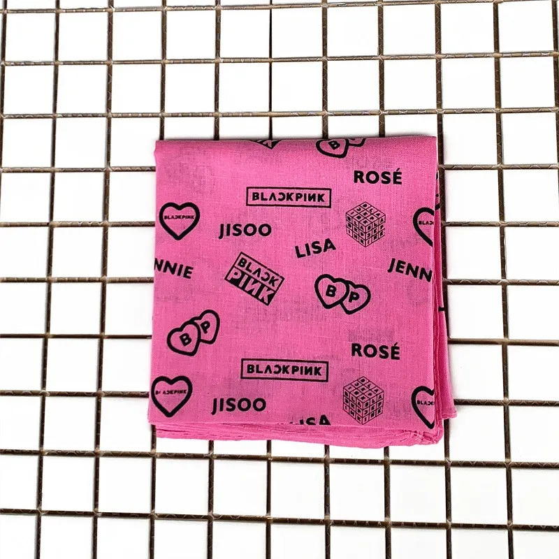 Kpop Черный Розовый Дженни Лиза Роза JISOO Подпись хлопковый шарф хип-хоп повязка на голову спортивная повязка для волос полотенце для рук 55*55 см