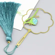 1 шт. Лотос вентилятор металлический классический китайский стиль литературный латунный кисточкой подарочные закладки дзен Ивэнь создать закладки