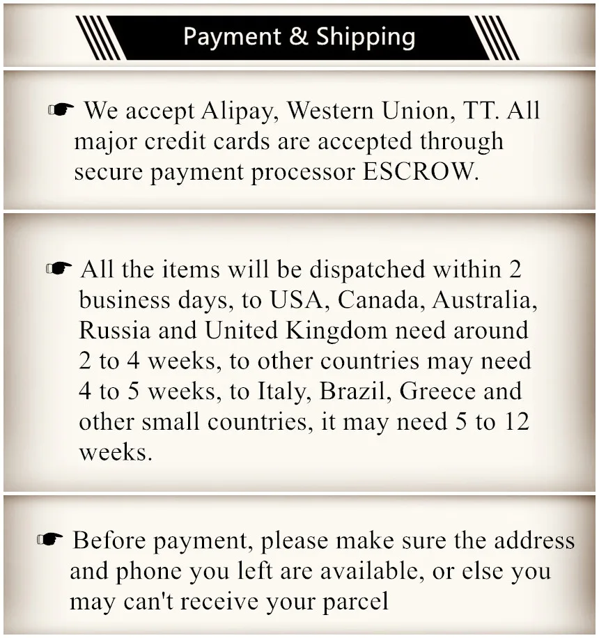 payment & shipping