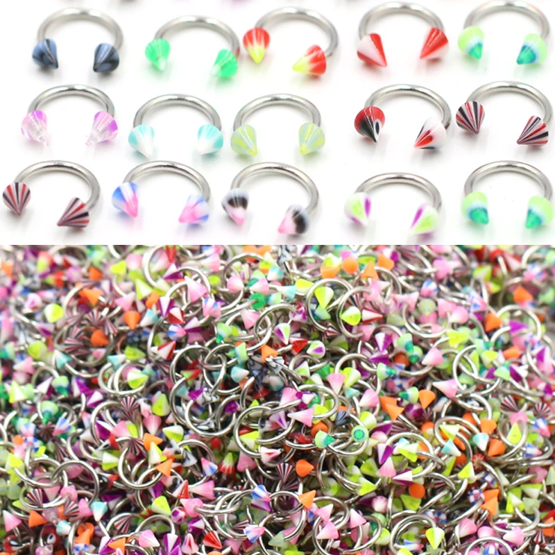 

5Pcs Staninless Acrylic Fake Piercing Nose Septum Ring Lip Nipple Eyebrow Rings Hoop Horseshoe Earrings Piercings Women Men Bod