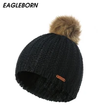 Зимняя Брендовая женская мужская Кепка с помпонами, зимняя женская шапка, мужская Кепка унисекс, вязаные шапочки, шапка, шапка для женщин и мужчин, Skullies