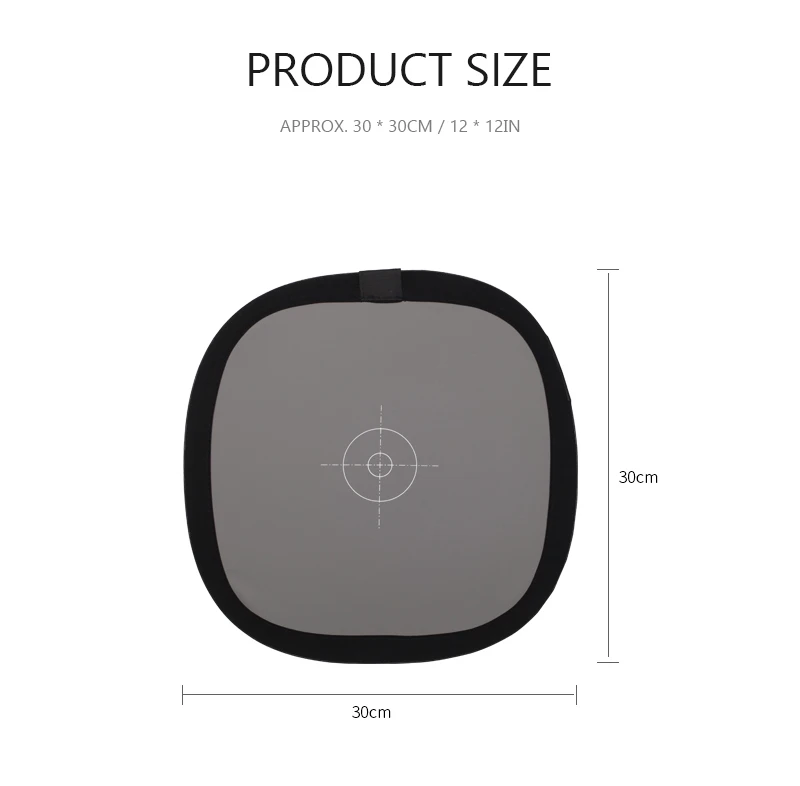 30cm Portable Foldable Gray Card White Balance 18% Gray Reference Reflector Double Face Focusing Board with Carry Bag (4)