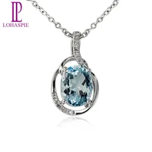 LP алмаз-ювелирные изделия драгоценный камень Твердые 18K 750 белого золота подлинный 1.53ct Аквамарин классический кулон мелкозернистый камень ювелирные изделия для подарка