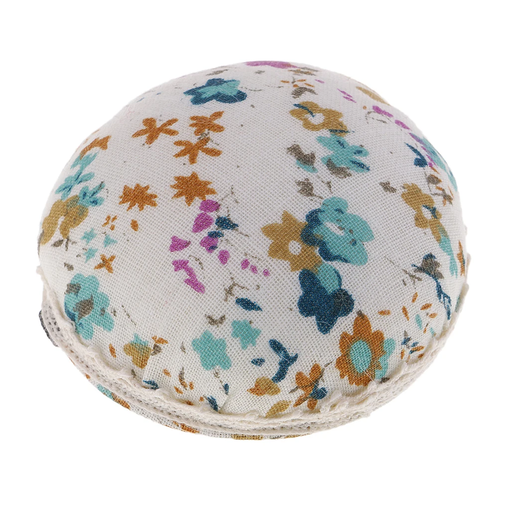 Ball Shape Sewing Pin Cushion Printed Flower Patterns Wrist Wearable Pincushion for Cross Stitch Quilting Needlework Sewing Tool