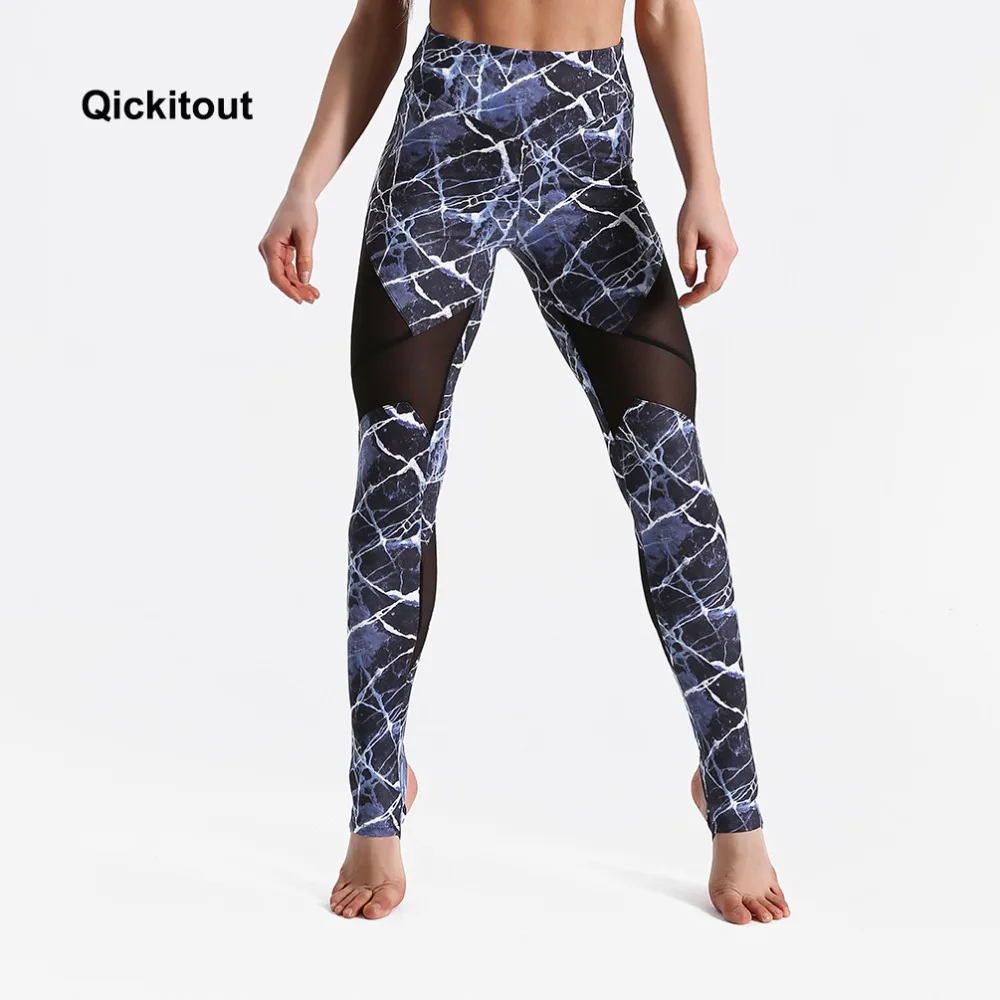 Qickitout, женские длинные штаны, высокие эластичные леггинсы для фитнеса, с принтом «Гром и светильник», тонкие женские леггинсы, спортивная одежда для тренировок