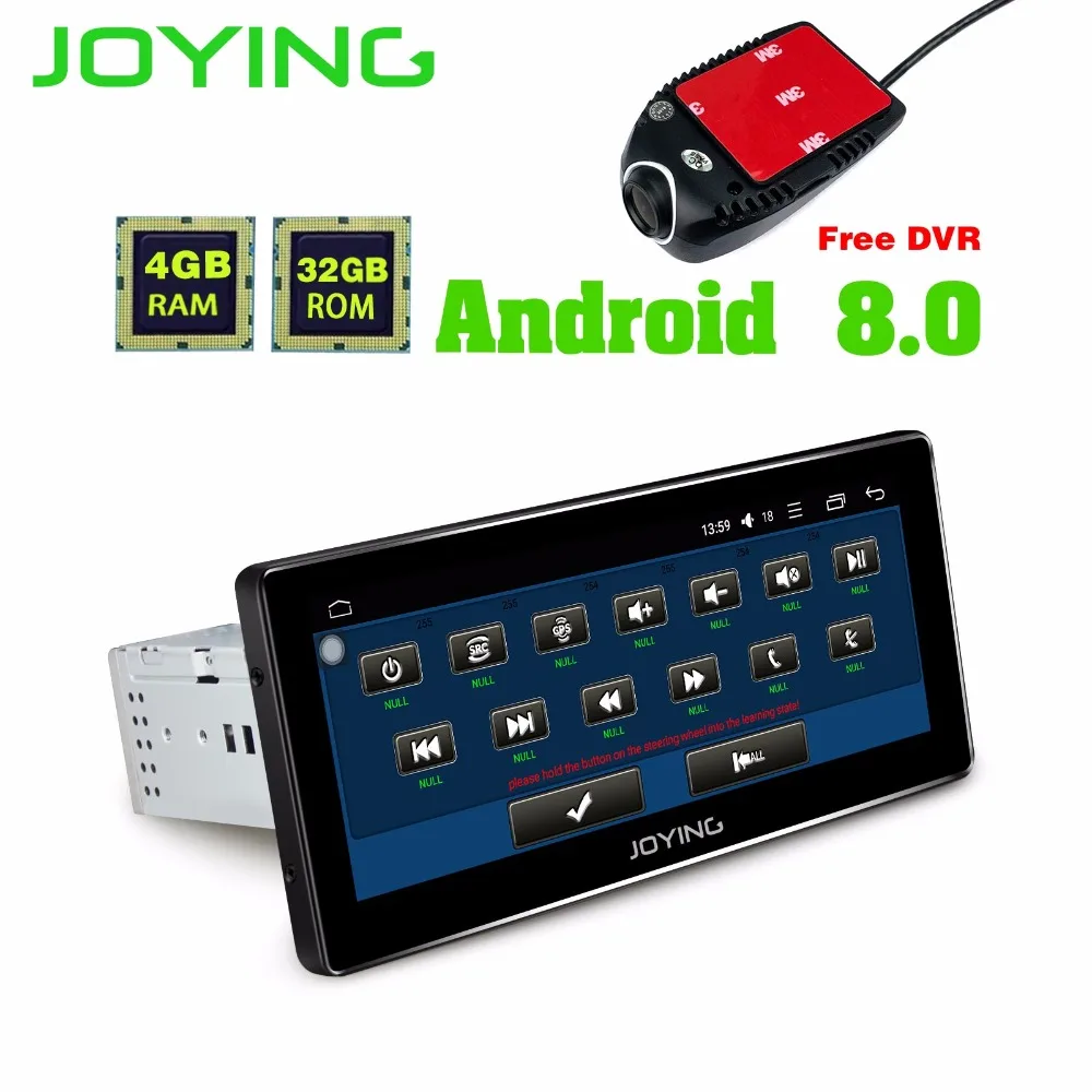 

JOYING 1 DIN Autoradio 8.8'' HD screen Android 8 Octa core 4GB RAM Multimedia Player Head Unit stereo with front dash DVR Camera