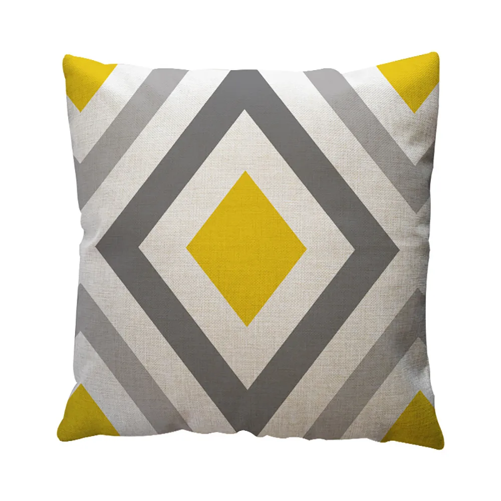 Желтый серый геометрический чехол для подушки домашний декор хлопок наволочка для дивана 45*45 см декоративные подушки Чехол Funda De Almohadas - Цвет: C