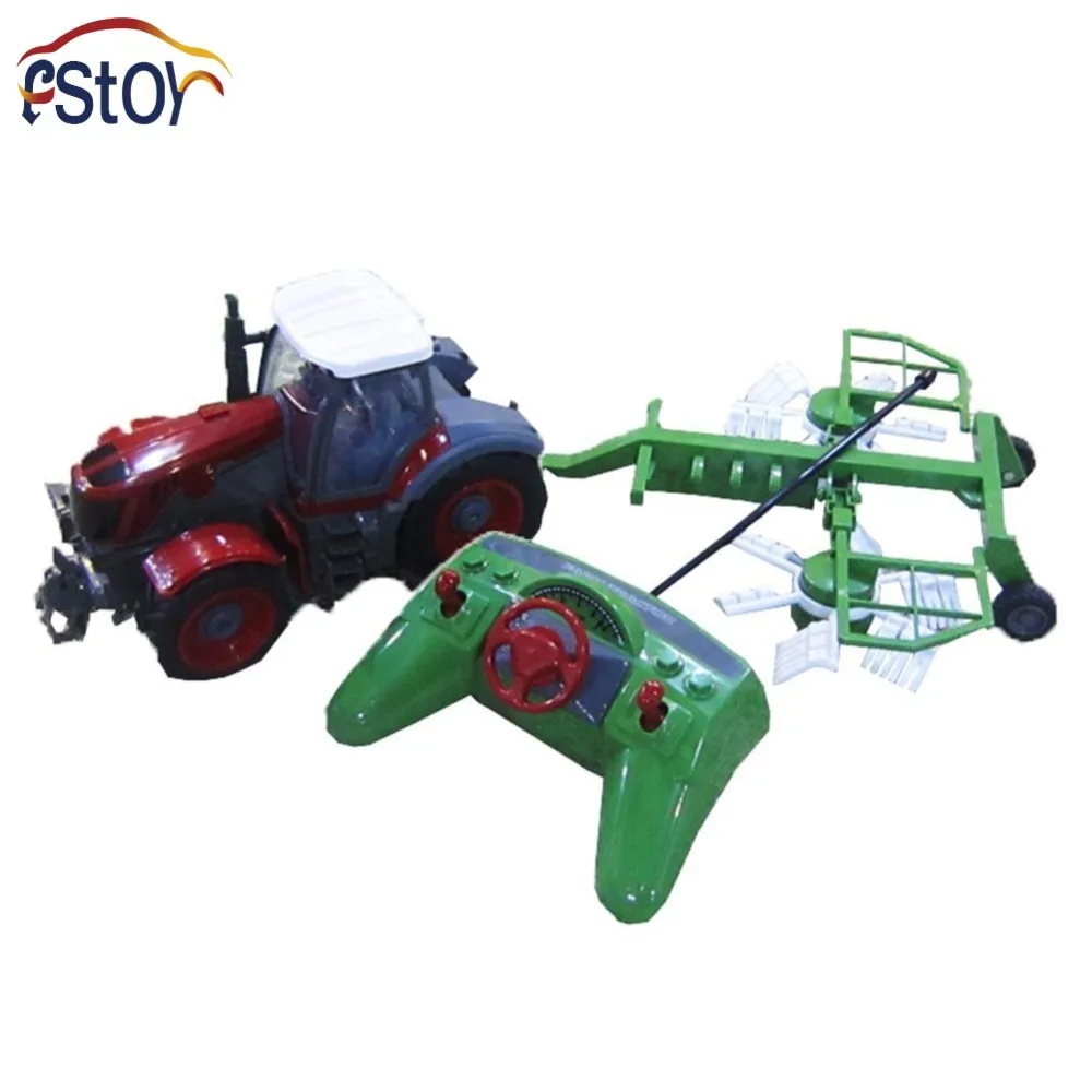 

RC Car 4 Channel 4 Wheel Remote Control Farm Tractor Paratactic Double 5 Blade Rake With Plough