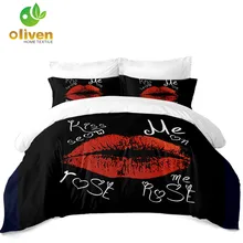 Sweet Couples Bedding Set Red Lips Duvet Cover Set Letter Print Bedding Valentine's Day Bedroom Decor Pillowcase 3Pcs D35 Sweet Couples Bedding Set Red Lips Duvet Cover Set Letter Print Bedding Valentine's Day Bedroom Decor Pillowcase 3Pcs D35