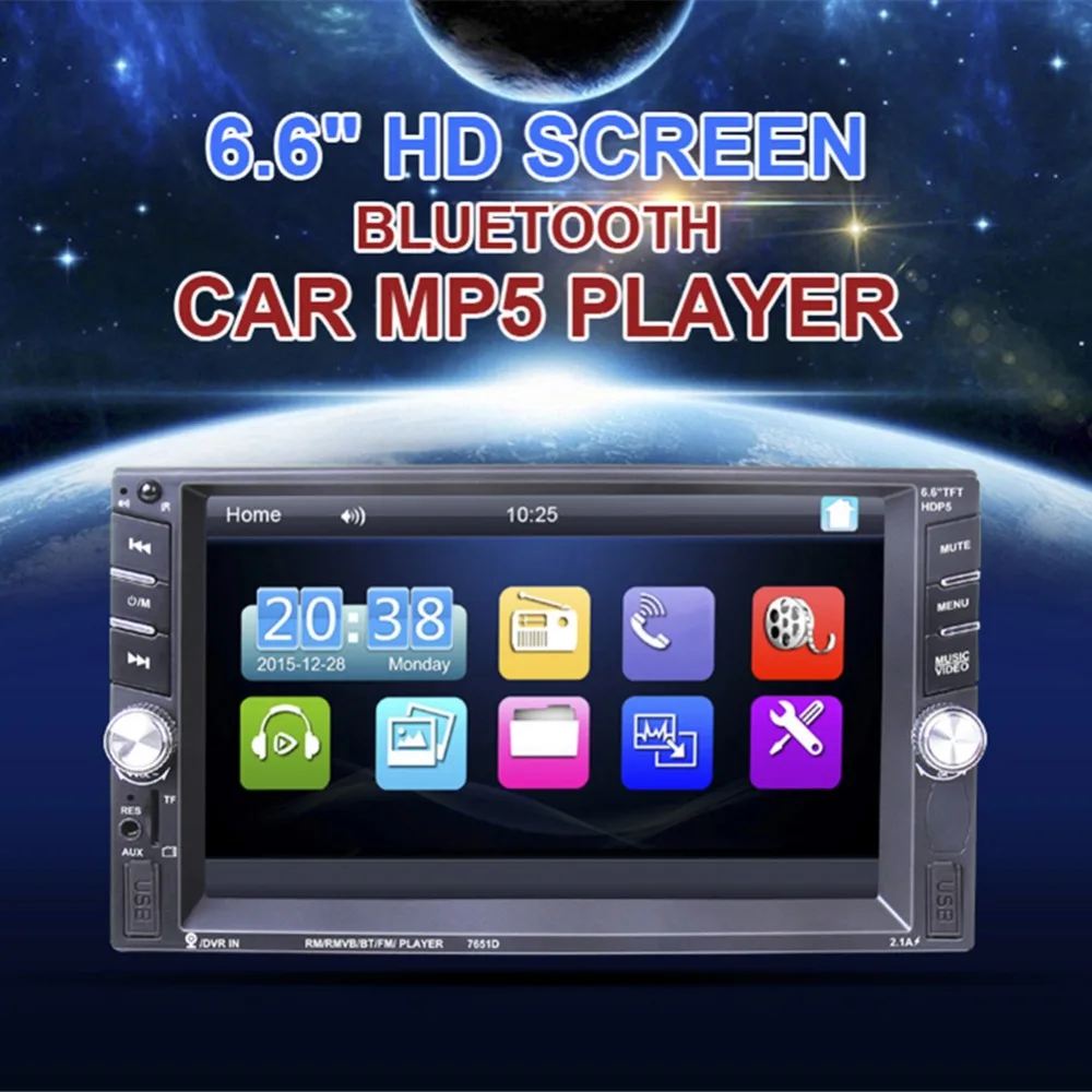 

New 7651 2 DIN Car Multimedia Player General Car MP5 Bluetooth Radio Reversing One-piece With Camera Car Stereo Audio MP5 Player