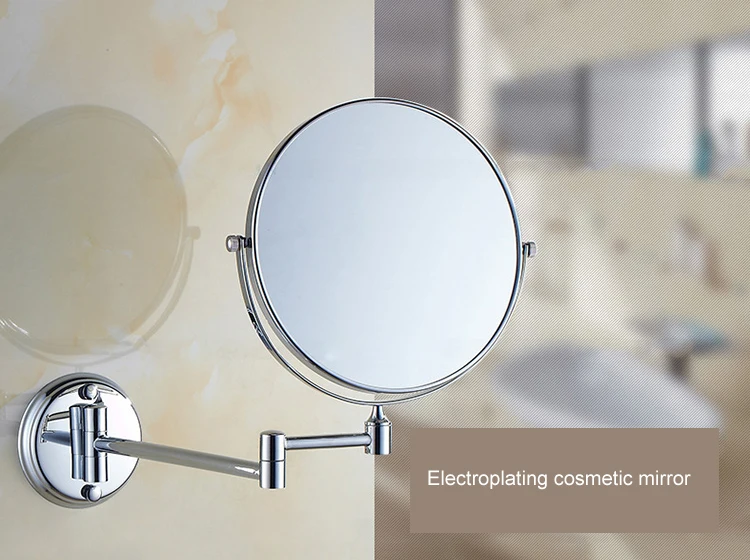 Отель 8 дюймов диаметр ванная комната бритья макияж зеркало настенное крепление две стороны хром выдвижной поворотный зеркало с 3X увеличительное