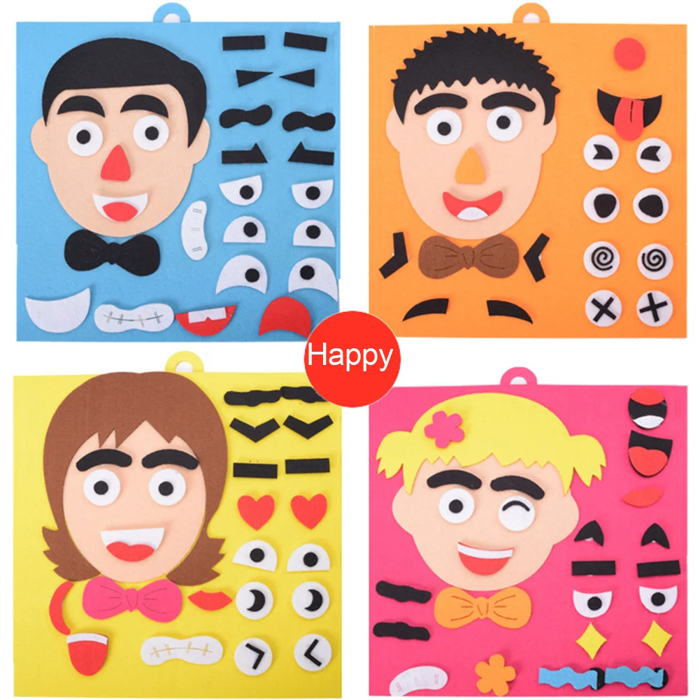 DIY Toys Educational Toy Figures Handcraft Early Childhood Changable Facial Expression Cloth Fabric Emotion Change Funny Gifts