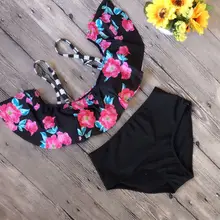 Комплект из 2 предметов Купальники для малышек Для женщин пуш-ап мягкий бюстгальтер бинты оборками комплект бикини Высокая талия Купальник женский Треугольники ванный комплект плюс Размеры