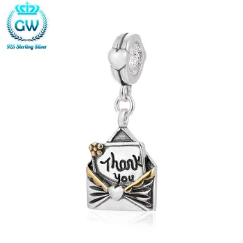

Sterling Silver Thank You Letter Golden Charms For Jewelry Diy Making For Bracelets & Bangles GW Brand Jewellery S218