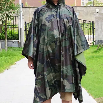 

Multifunction Military Waterproof Camo Raincoat Rain Coat Men Women Raining Poncho for Camping Fishing Motorcycle P7Ding