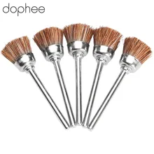 Dophee dremel acessórios 3mm marrom macio náilon polimento copo escova rodas polimento de metal para mini broca ferramentas rotativas * 5