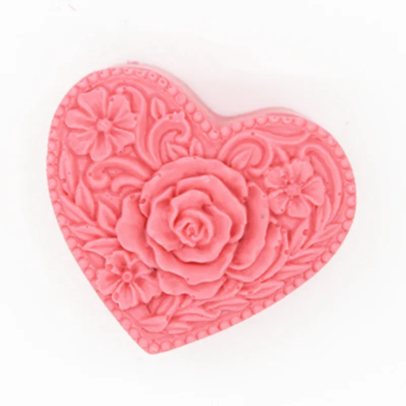 Small Heart Silicone Mold for Soap Making 3D Rose Flower Mould DIY Cake